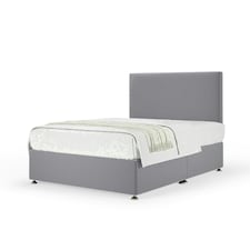 Silver Plush Velvet No Drawer Divan Base and Valencia Headboard Super King