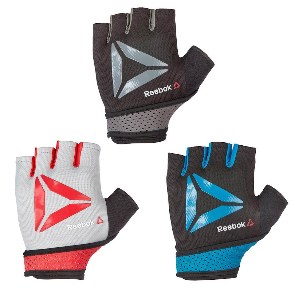 image 1 of Reebok Weight Lifting Gloves — Size M, Blue, Padded Suede & Breathable Mesh | Blue | Blue | M