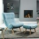 image 2 of Madelia Textured Fabric Accent Chair and Stool - Teal