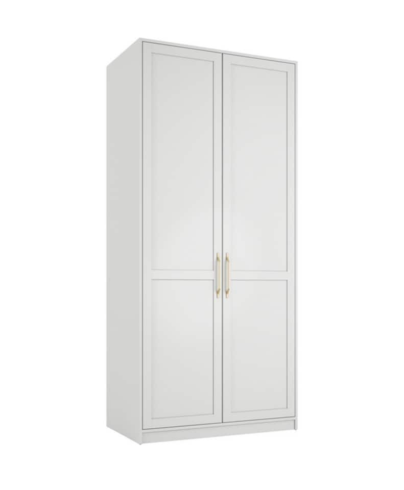 image 1 of Austen 2 Door Wardrobe - Engineered Wood/Metal - L58 x W100 x H220 cm - White/Gold Brushed | White