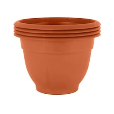 Bell Pot 4x 48cm Round Plastic Garden Planter Orange