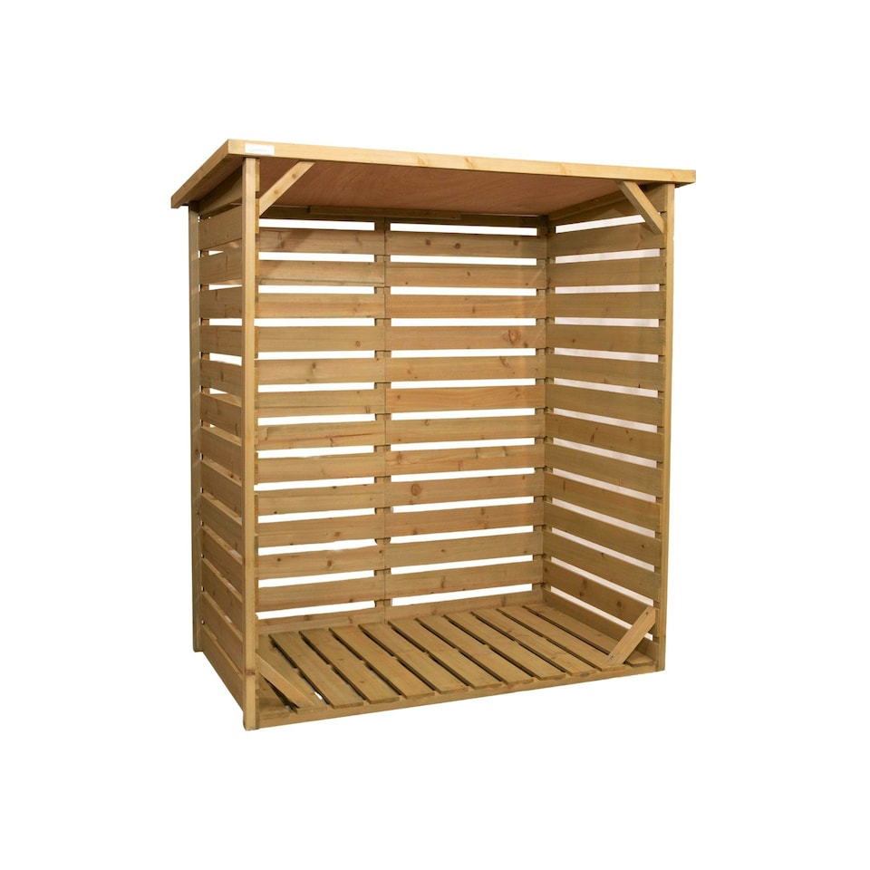 image 1 of 123cm x 115cm Large Wooden Outdoor Garden Patio Log Store Shed