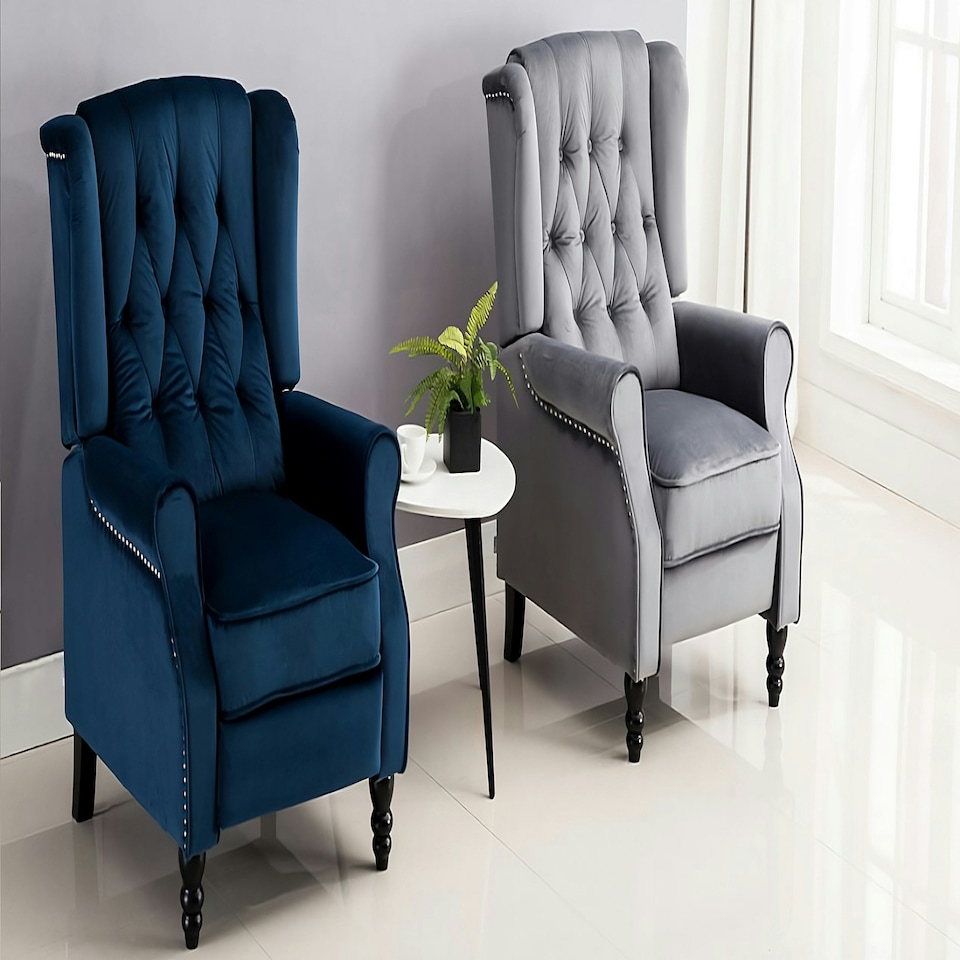 image 1 of Windsor Luxury Pushback Recliner Armchair Blue