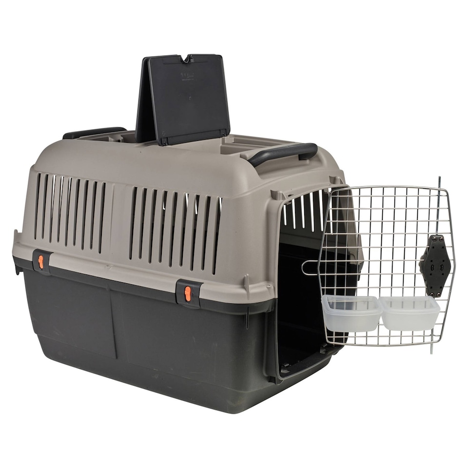 image 1 of Dog Pet Carrier Transporter Cage - Black & Grey - X- Large