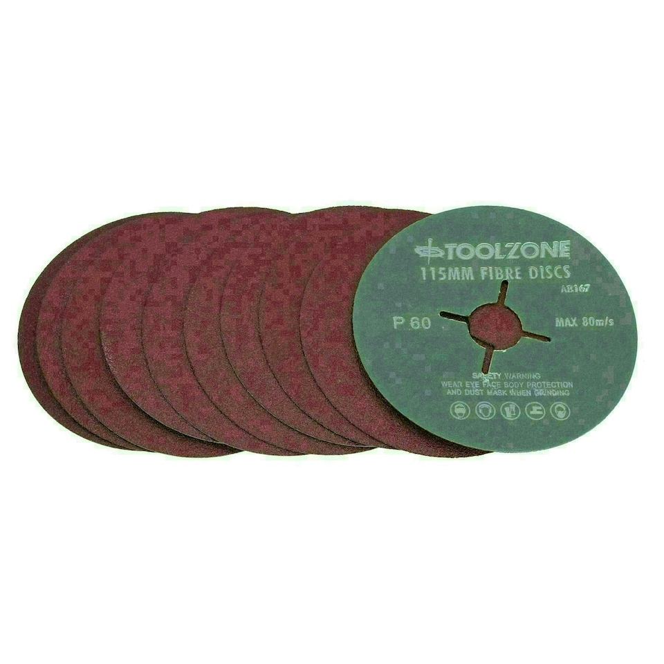 image 1 of 115mm Fibre Sanding Discs 60 Grit Medium Disc For 4-1/2" Backing Pad 10 Pack