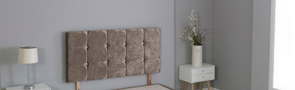 Crushed Velvet Truffle Cube Headboard | Multi | 6FT Superking 20"inch Headboard