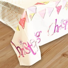 Christening Pink Plastic Tablecover 213cm x 137cm