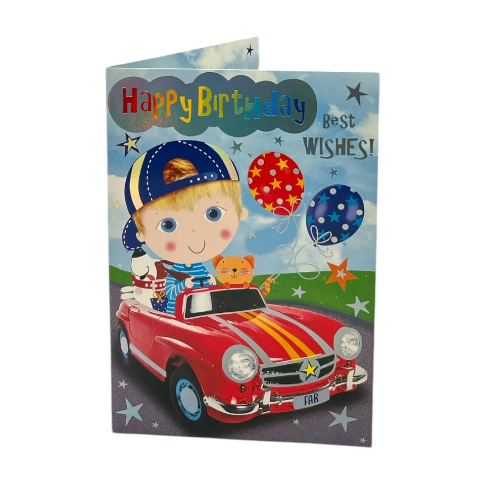 image 1 of Trendy Pops Best Wishes Open Male Juvenile Birthday Card