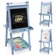image 1 of COSTWAY Foldable Easel Kids 3-in-1 Double-sided Art Easel w/Chalkboard-Blue