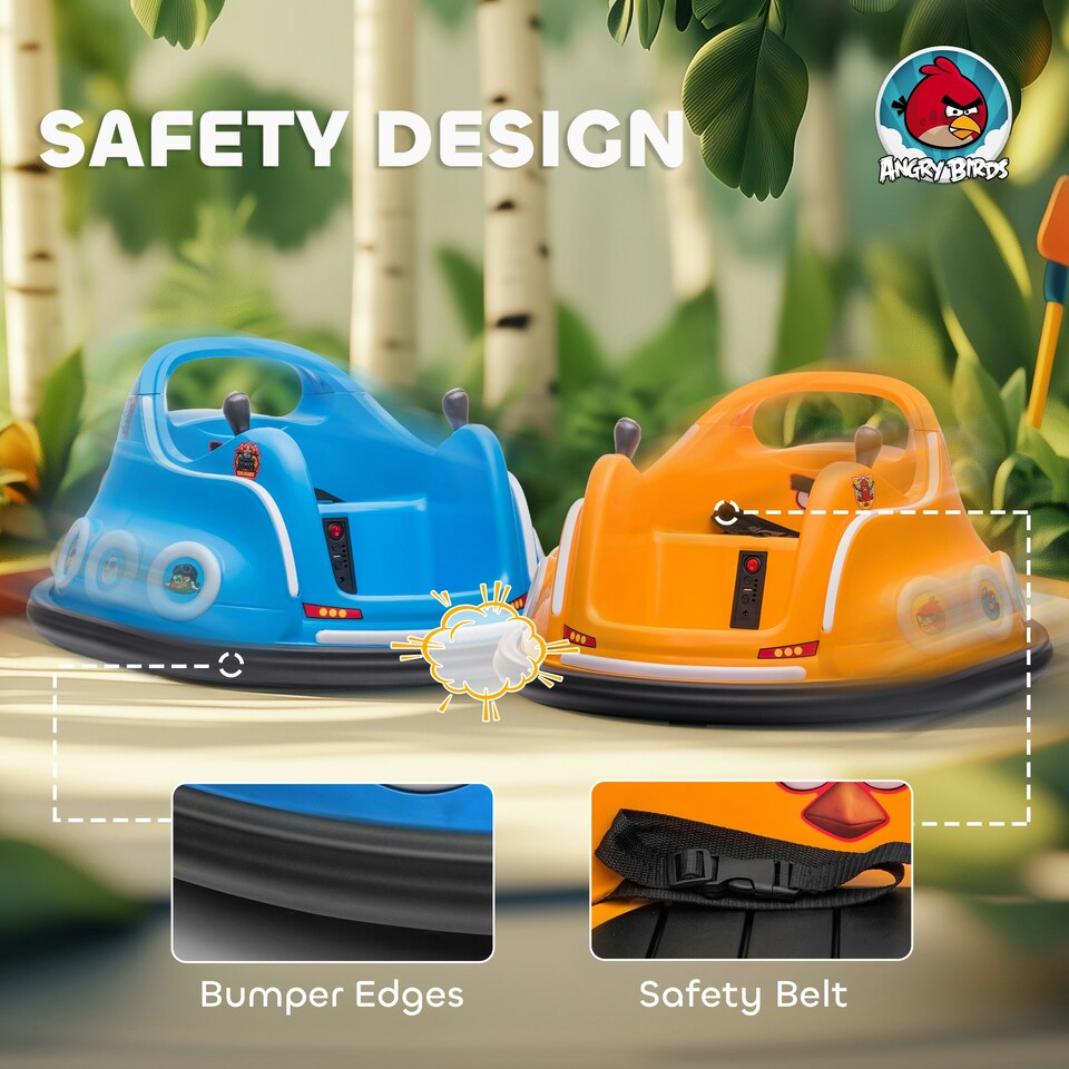 image 1 of AIYAPLAY Angry Bird Licensed Bumper Car for Kids w/ Joysticks, Orange