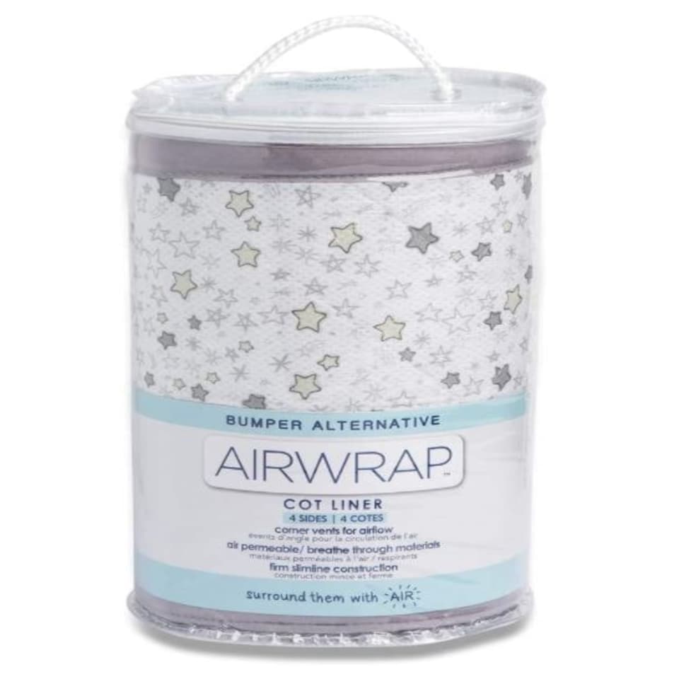 image 1 of Airwrap™ 4 Sided Cot Liner - Bumper Alternative, Starry Night Grey