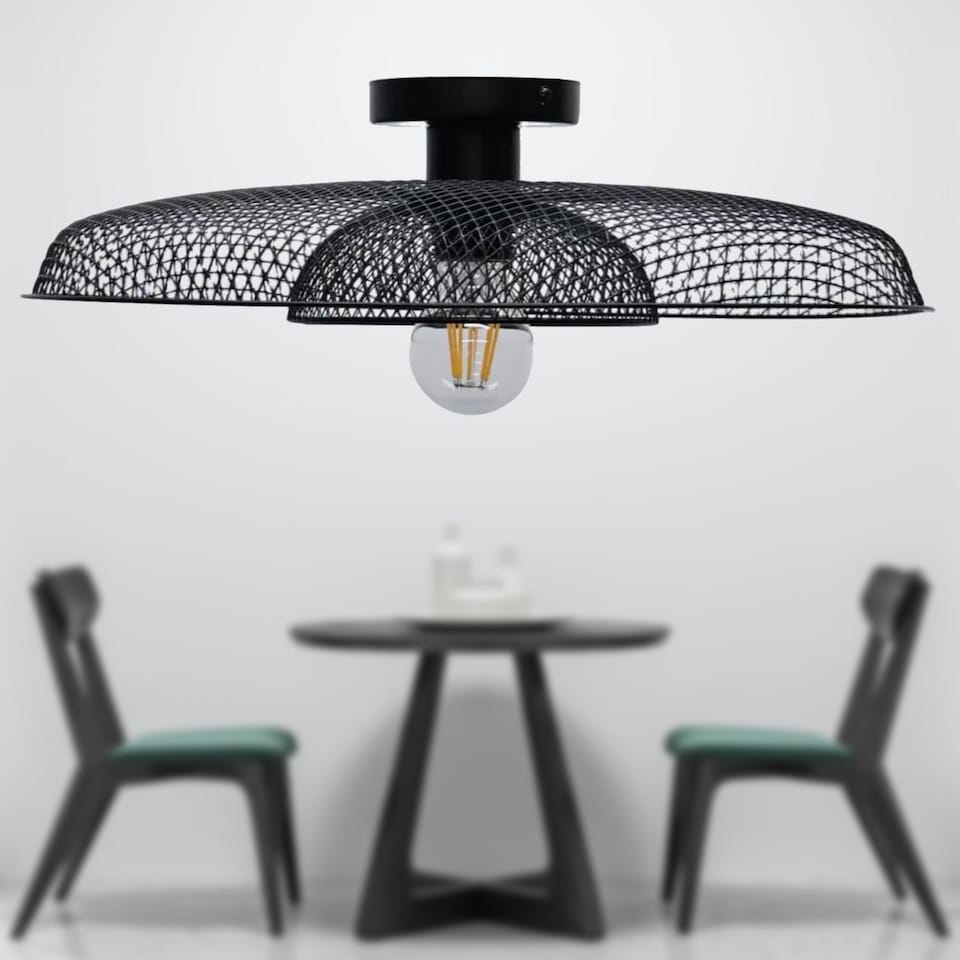 image 1 of Cassidy - Black E27 Flush Mount Ceiling Light for Easy Fit Shades | Black | 1