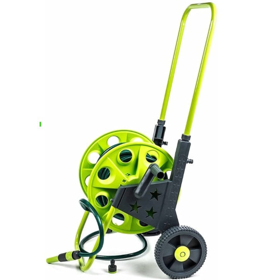 image 1 of 30m Hose Reel Cart Trolley Spray Garden Hosepipe Adjustable Handle Nozzle Wheel | Green