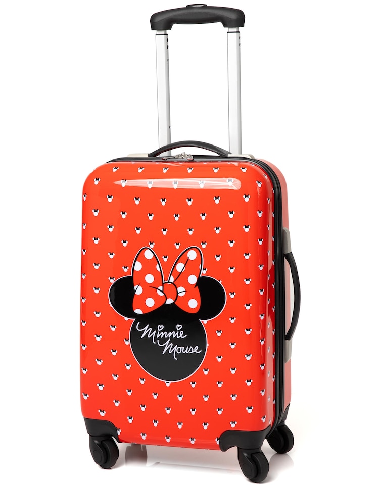 image 1 of Disney Minnie Mouse Suitcase For All Ages | Red Small, Medium Or Large Options Luggage Bag with Extendable Handle | Hard Cover Carry On Trolley Cabin Case | Fun Travel Accessory Gift for Kids and Adults