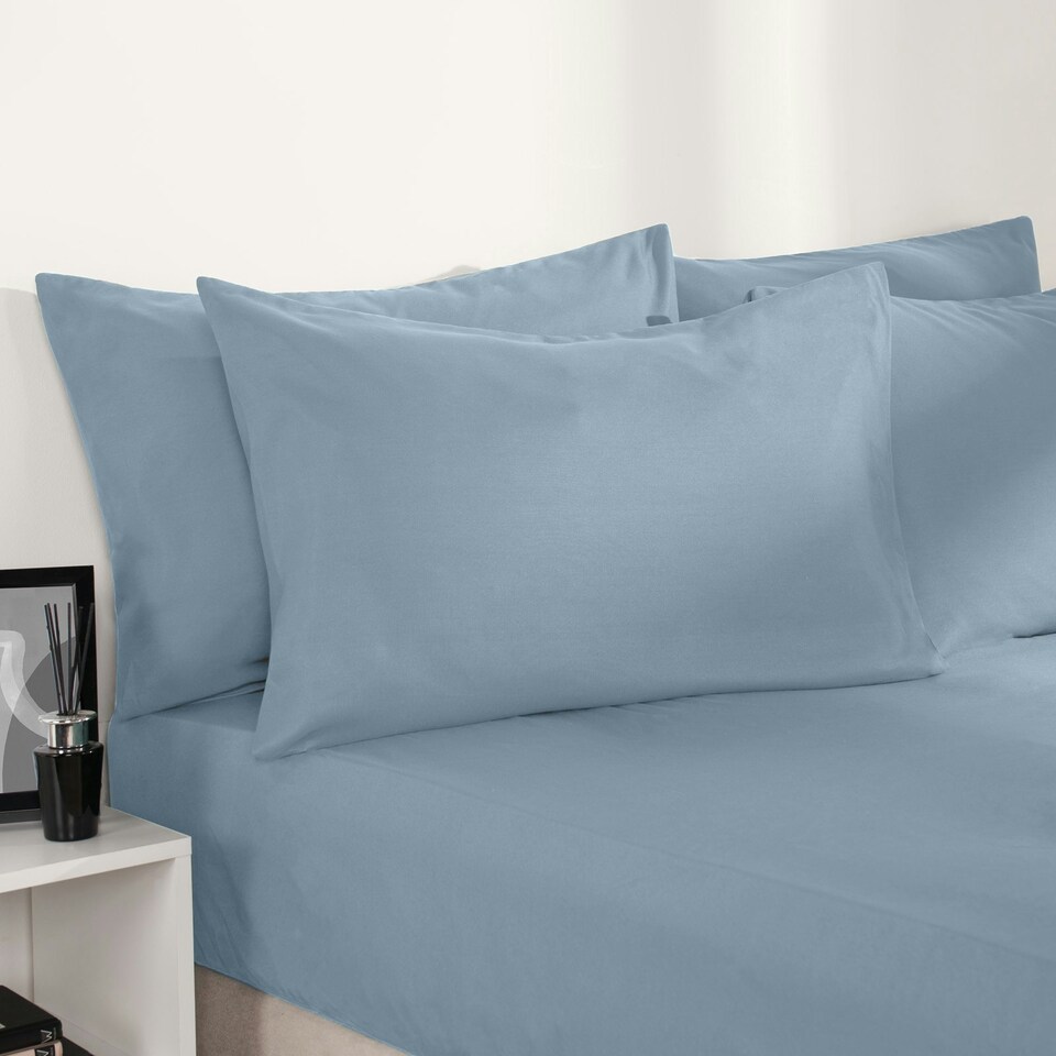 image 1 of OHS Plain Fitted Bed 25cm Deep Elasticated Sheet, King - Blue