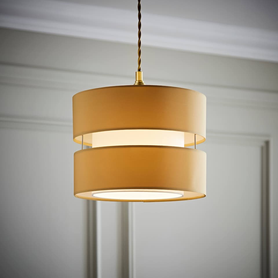 image 1 of ValueLights Sophia Pair of Small Sand 2 Tier Ceiling Light Shades | Yellow