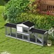 image 8 of PawHut Rabbit Hutch, Guinea Pig Hutch, 2-Tier Bunny House w/ Run, Grey