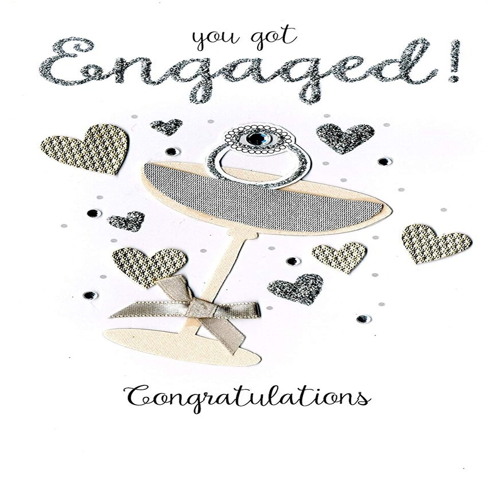 image 1 of You Got Engaged Greeting Card Hand-Finished Champagne Range Cards