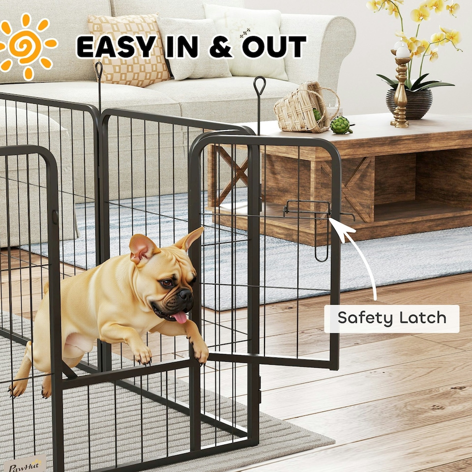 image 1 of PawHut Six-Panel Dog Playpen with Door, for Indoor, Outdoor, 60cm Tall