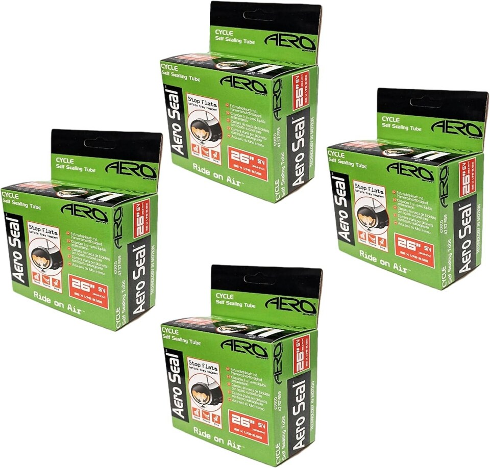 image 1 of Aero Sport Set x 2 Self Sealing Butyl Rubber 26" x 1.75-2.125 Bike/E-Bike Inner Tubes SV