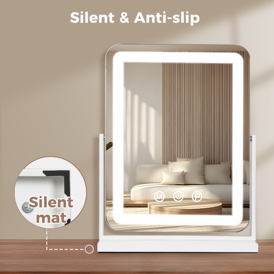 image 1 of Emitto Hollywood Mirror Vanity Makeup Mirror with Light 360°Rotation Tabletop
