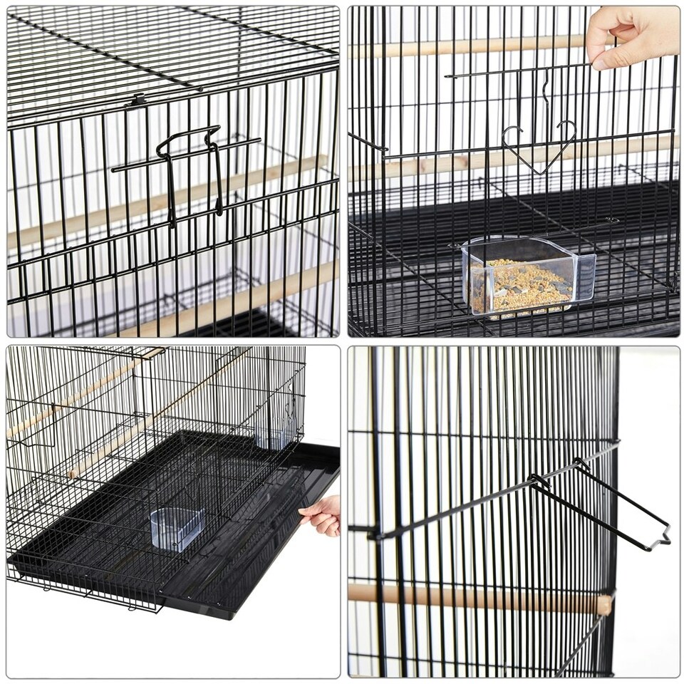 image 1 of Yaheetech 77.5 cm L x 46.5 cm W x 46 cm H Flight Cage w/ Slide-out Tray Black