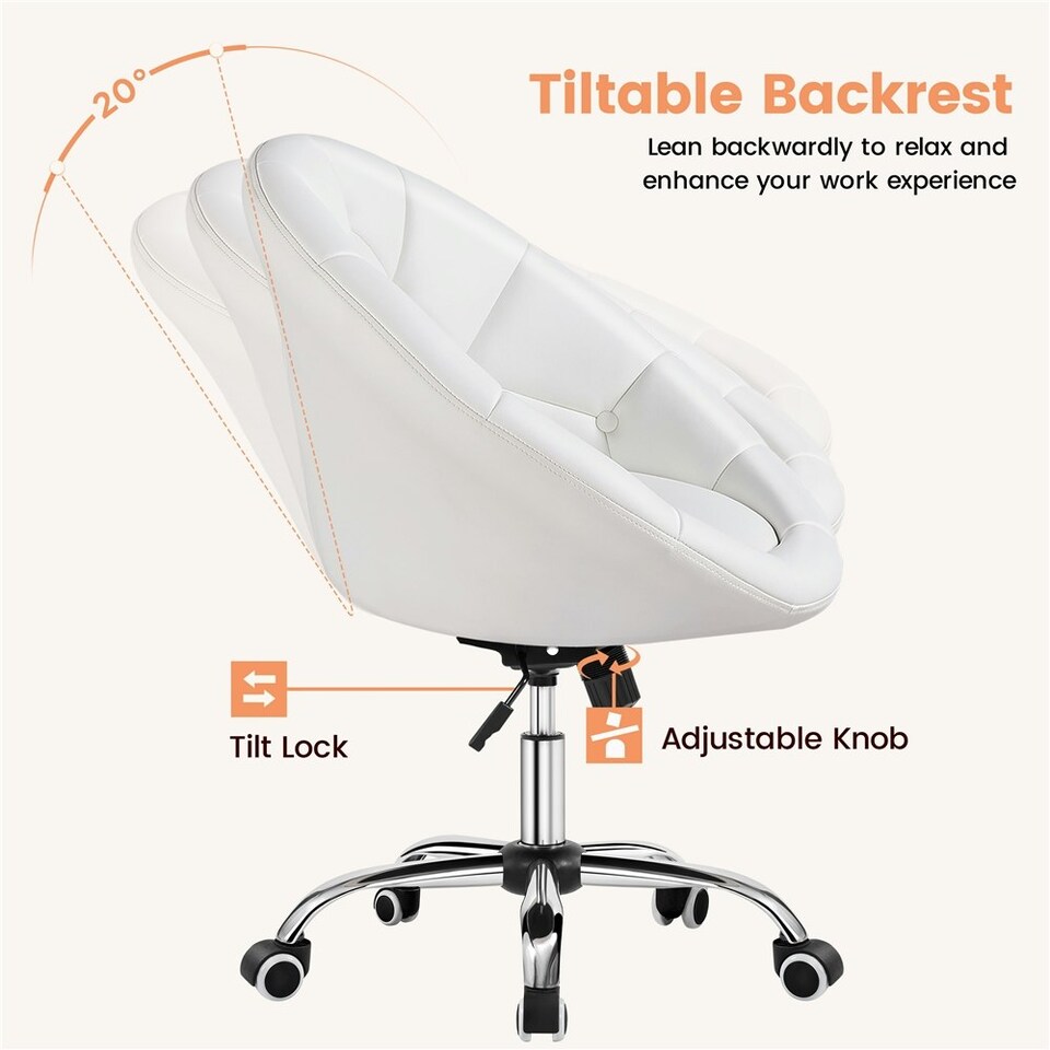 image 1 of Yaheetech Tufted Leisure Office Chair Adjustable Height White