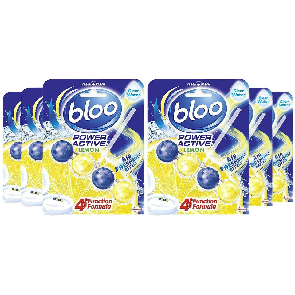 image 1 of Bloo Power Active Premium Scent Of Lemon Toilet Rim Block, 6 Pack of 50g