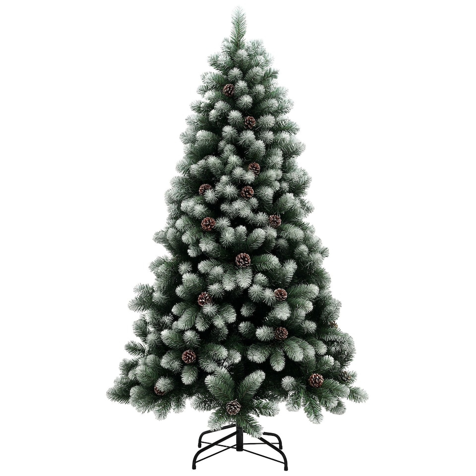 image 1 of HOMCOM 6ft Artificial Pine Christmas Tree with Pinecones, Steel Base