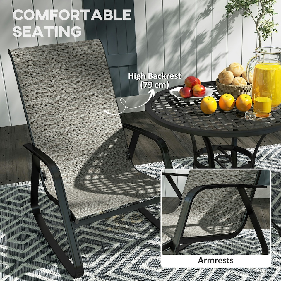 image 1 of Outsunny Garden Rocking Chairs with Armrests, High Back, Grey | Multi | One Size