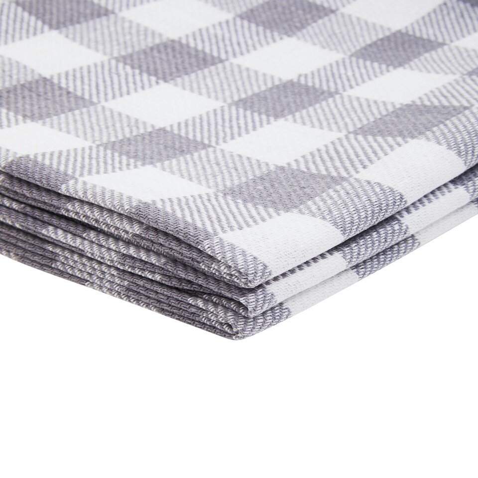 image 1 of Interiors by Premier Durable Set Of Three Grey And White Tea Towels, Effecient Breakfast Tea Towels, Soft Tea Towels For Kitchen | Grey | 3