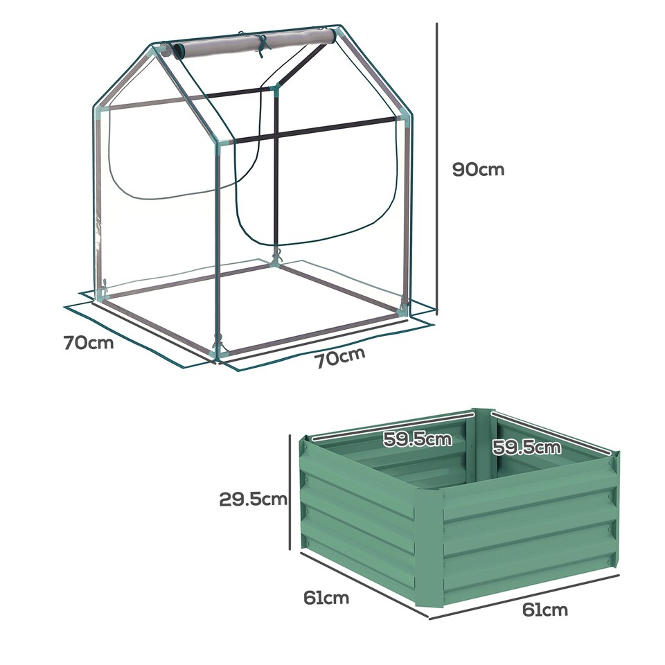 image 1 of Outsunny Raised Garden Bed Planter Box with Greenhouse, Clear