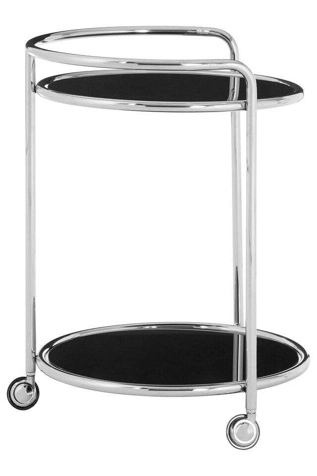 image 1 of Orsina Movable Round Silver Finish Trolley, Tempered Glass Drinks Trolley For Parties, Elegant Kitchen Trolley