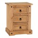 image 1 of Corona 3 Drawer Bedside - L39 x W53 x H67 cm - Distressed Waxed Pine