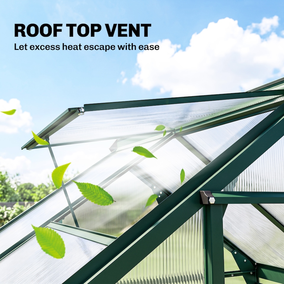 image 1 of Outsunny 6x4ft Walk-In Polycarbonate Greenhouse Plant Grow Galvanized Aluminium | Green