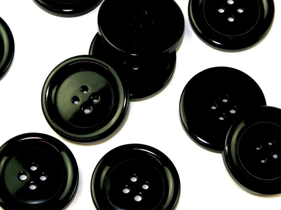 Minerva Black Round Plastic Coat Buttons for Dressmaking - 38mm - per value pack of 50