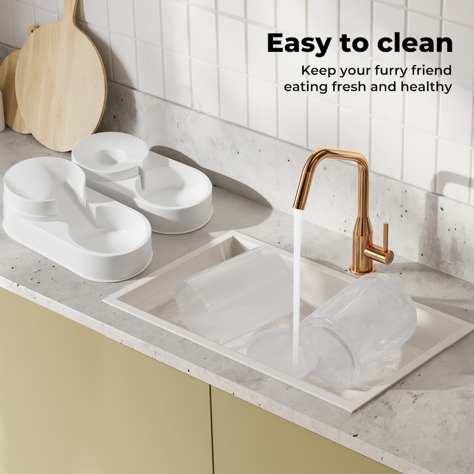 image 1 of Skylos 2 Packs Automatic Food Feeder Waterer Set 3.2L Plastic Dispenser Dog Cat