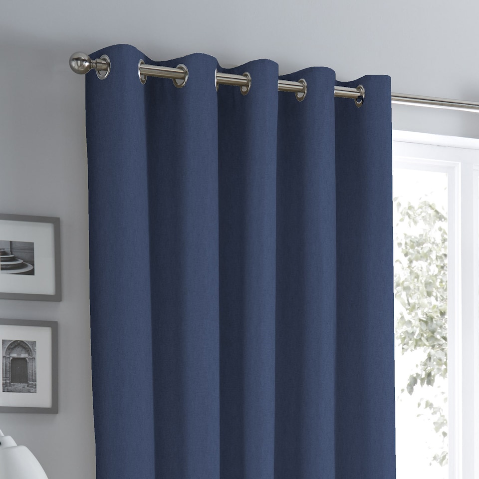 image 1 of Fusion Sorbonne Eyelet Curtains Navy