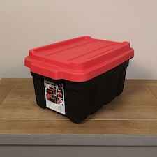 11L Black and Red Small Tuff Stackable Storage Box with Lid and Carry Handles | Multi | Black / Red