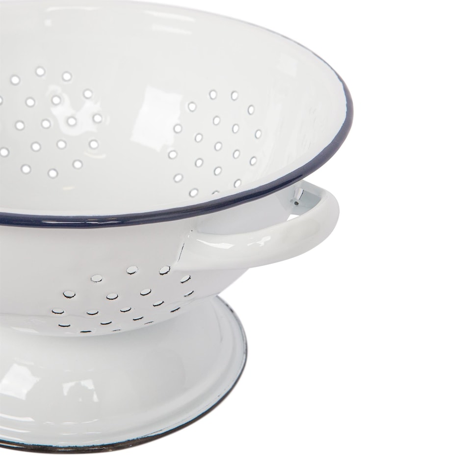 image 1 of Argon Tableware White Enamel Colander - 23.5cm - Blue