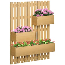 Outsunny Wooden Garden Planters with Trellis Wall-mounted Raised Garden Bed