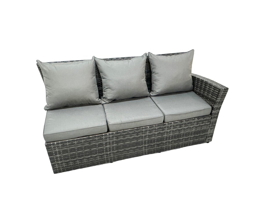 image 1 of Fimous 9 Seat Rattan High Back Corner Sofa Set Patio Coffee Table Set with 2 Big Stools Dark Grey Mixed