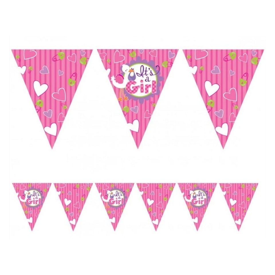 image 1 of Creative Party It´s A Girl Paper Heart Bunting - Pink/White - One Size