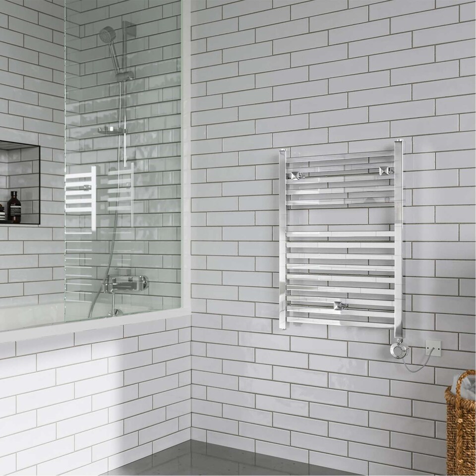 image 1 of Todi - Chrome Electric Towel Rail H690mm x W500mm Straight 300w Thermostatic