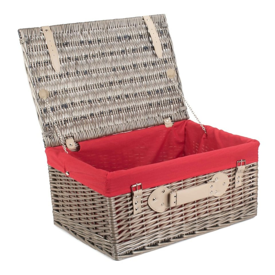 image 1 of 51cm Antique Wash Picnic Basket with Lining Black | Black | One Size
