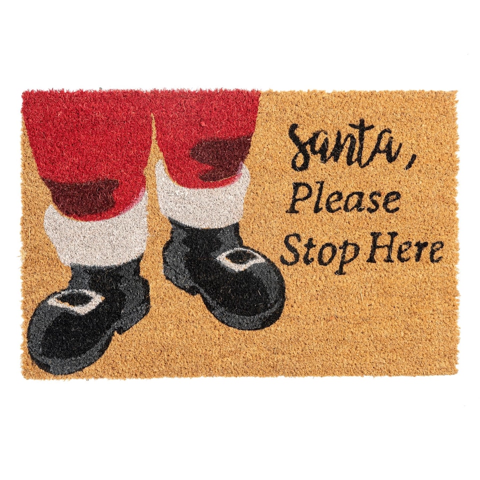 image 1 of Nicola Spring Christmas Coir Door Mat - 60 x 40cm - Santa