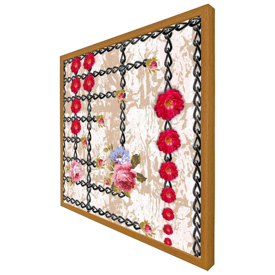 image 1 of Flowers & chains (Picutre Frame) Brown | Oak | L