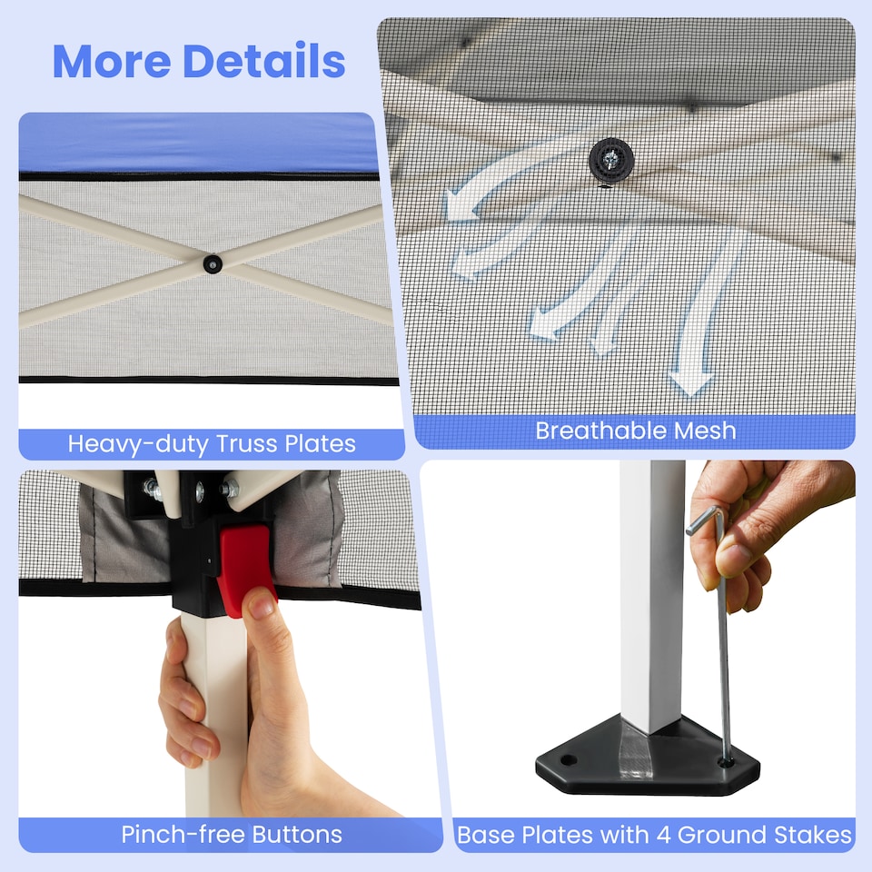 image 1 of COSTWAY 210 x 210 cm Pop up Canopy Tent Portable Backpack Canopy-Blue