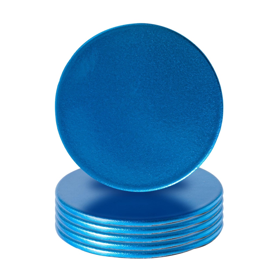image 1 of Argon Tableware Metallic Coasters - 10cm - Blue - Pack of 6