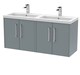image 1 of Balterley Winshill Contemporary 4 Door Wall Hung Vanity Unit with Double Basin, Grey, 1200mm